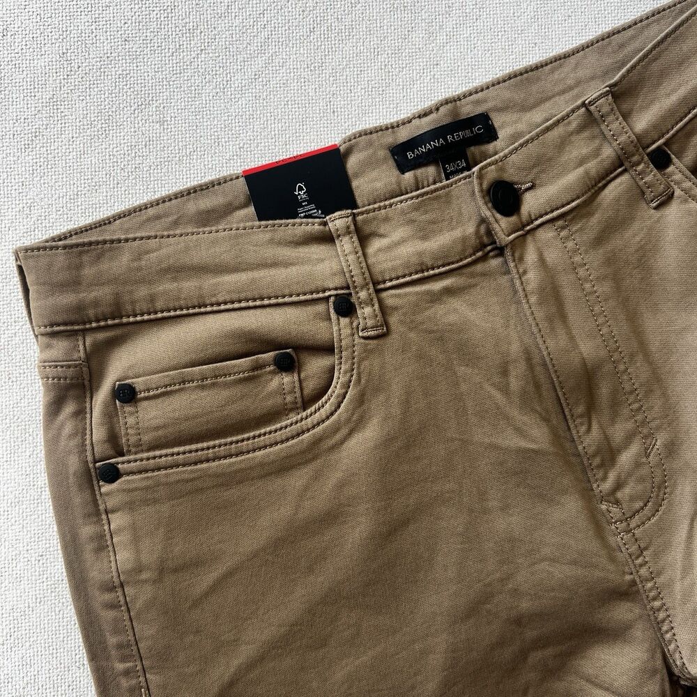 Banana Republic Men’s Tan Stretch Chino Pants 34x34 Slim Straight 5